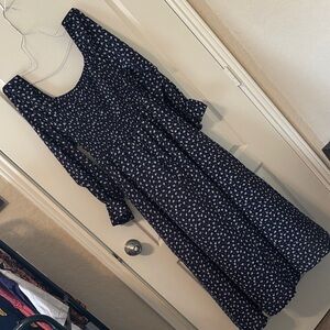 SHEIN Navy and White Patterned Dress